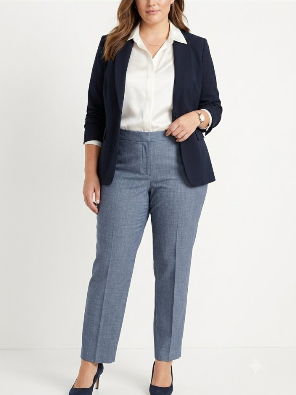 Talbots Plus Women’s Size 20W Blue Straight Leg Dress Pants Minimalist Workwear